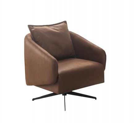 Armchair, wing chair, swivel chair, single seater, seat, faux leather, brown design