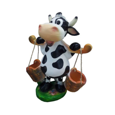 Modern Cow Cattle Plastic Sculpture Statues Figures Calf 55cm Decoration