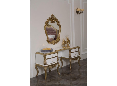 Royal dressing table with baroque mirror console sideboard wood 2 pieces