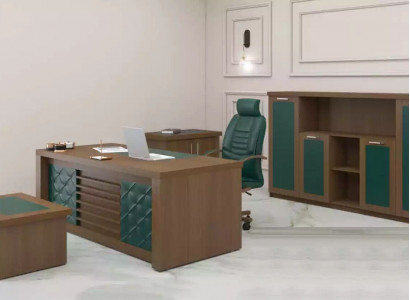 Brown Office Set Luxury Office Furniture Desk Designer Furniture 4-piece