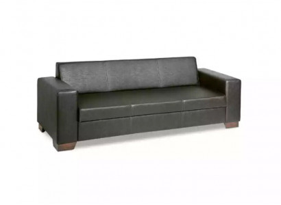 Black office three-seater study sofa luxury couch upholstered furniture