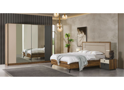 Bed, nightstand, wardrobe 4-piece bedroom set design modern luxury