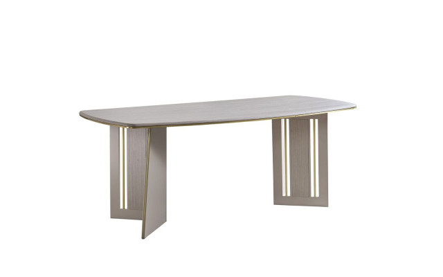 Beige dining table modern wooden furniture semi-oval table designer dining table