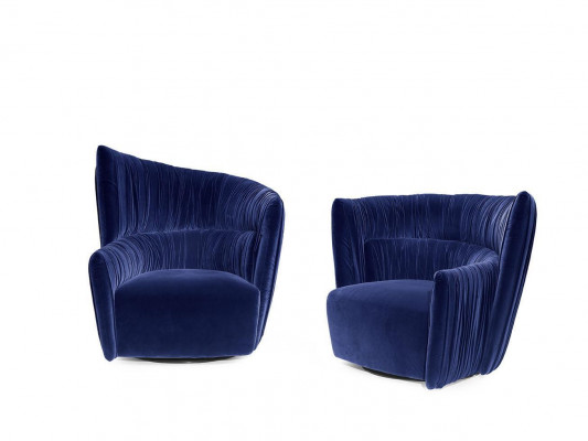 Armchair Luxury Design Furniture Blue Modern Style Design Textile Living Room Lounge New