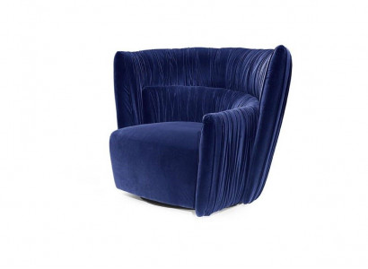 Armchair Single-Seater Italian Style Upholstery Wood Textile Prianera Luxury Blue