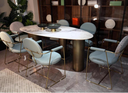 Dining room designer oval dining table white luxury stainless steel tables table