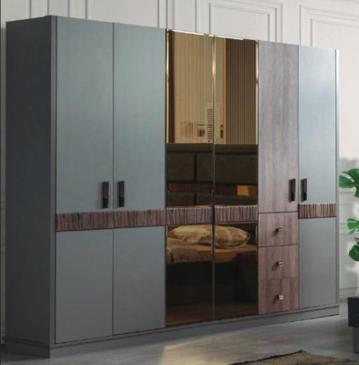 Gray large wardrobe bedroom wooden cabinets luxury furniture new