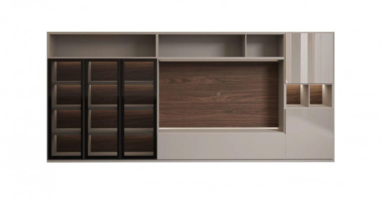 Large living room wall unit with glass doors, modern living room furniture, cabinet furniture.