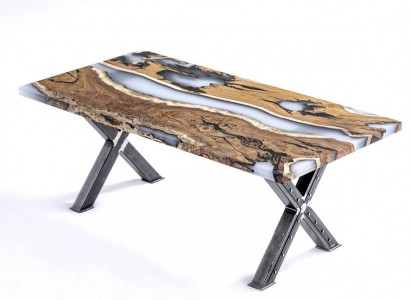 Kitchen table dining table epoxy resin dining room table table 160 cm wood brown