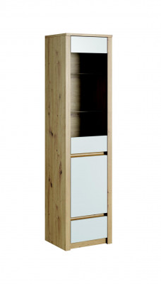 Handcrafted wardrobe made of solid wood, glass display cabinet, wooden cabinet, living room