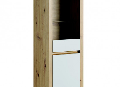 Handcrafted wardrobe made of solid wood, glass display cabinet, wooden cabinet, living room