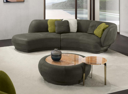 Textile Sofa 3-Seater Upholstered Leather Modern Relax Seat Luxury Furniture Corner Sofa Round