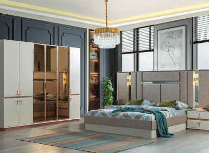 Designer wood bed wardrobe luxury nightstands bedroom set