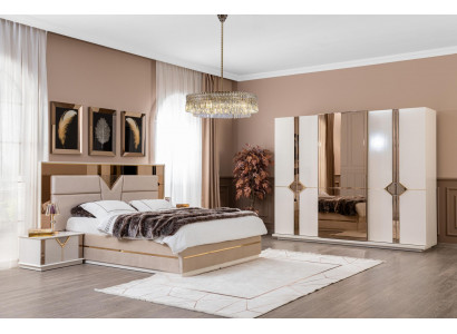 Bedroom set: bed, 2x nightstands, 4-piece wardrobe, luxury furniture