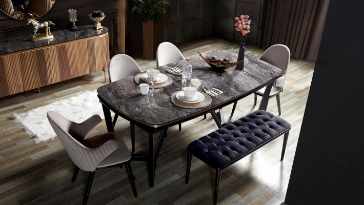 Luxurious dining room set consists of dining table and 4x chairs novelty 5-piece.