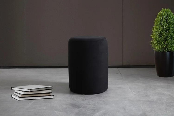 Black stool living room polyester upholstered pouf luxury