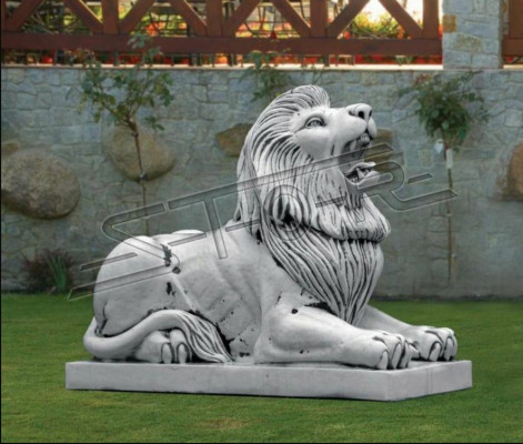 XXL Lion Figure Garden Terrace Decoration Deco Stone Sculpture