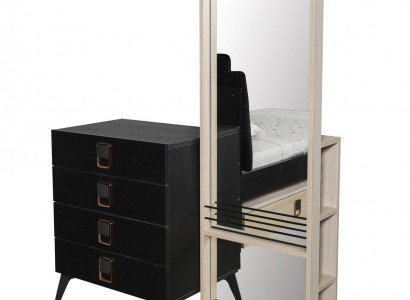 Dresser with mirror youth room black furniture wood shelf dressers