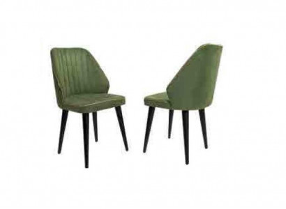 Green chair on black wooden legs for the dining room new comfortable model