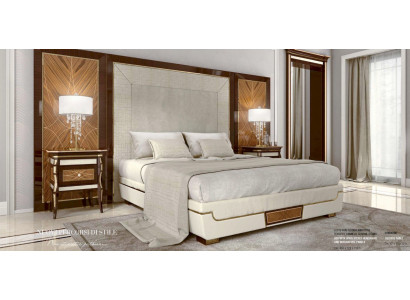 Bedroom set double bed luxury brown group 3-piece set