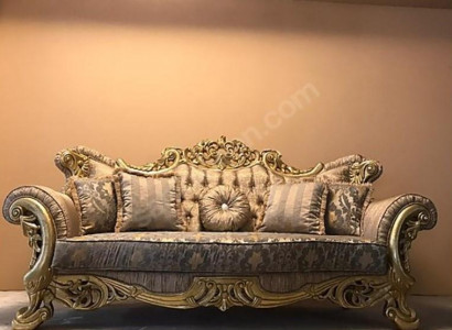 Chesterfield Baroque Three-Seater Couch Furniture Sofa Sofas Fabric Gold