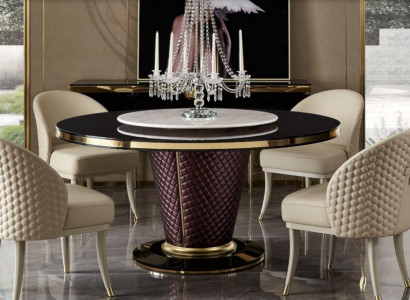 Design dining table, round table, 6 chairs, dining room set, chair group