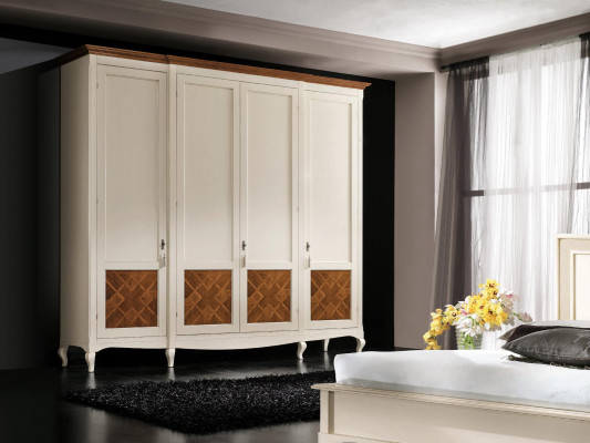 Solid wood wardrobe, massive bedroom furniture, Italian wooden wardrobe