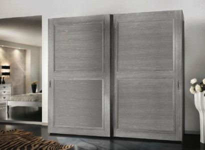 Wardrobe with sliding doors cupboards wood modern furniture furnishing.