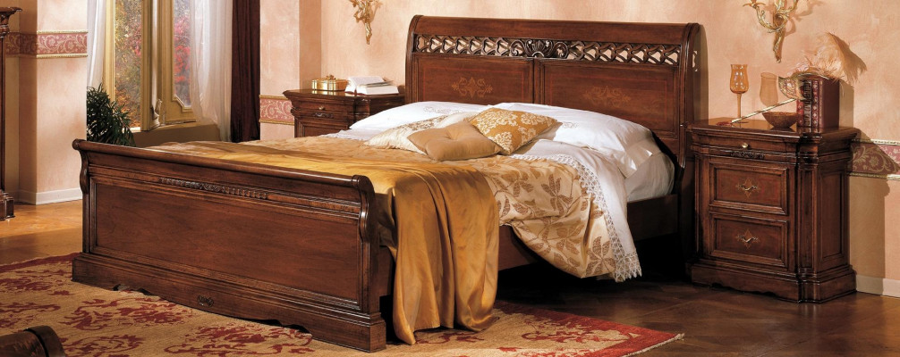 Bedside table solid wood cabinet furniture bed double furniture bedroom Italy 3-piece set