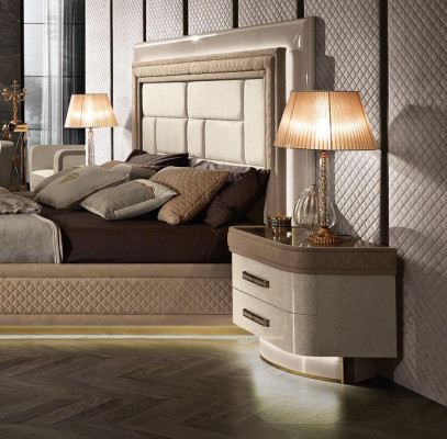 Bedside table, dresser, bedroom set, design luxury complete Italy new 7-piece set.