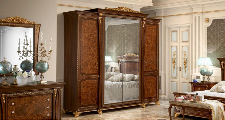 Baroque Rococo Luxury Set Beds Sets Nightstand Wardrobe 7-piece Bedroom