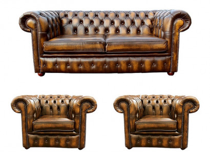 Chesterfield Leather Sofa 2+1+1 Fabric Couch Upholstery Sofa Set