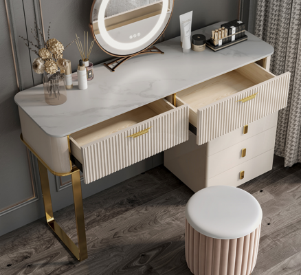 Elegant dressing table with 2 drawers luxury cosmetic dresser