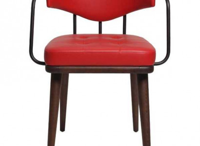 Red armchair dining room single-seater wooden chair living room 1-seater chair