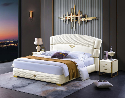 Wood Design Double Luxury Marriage Bed. Modern Hotel Frame Sleeping Room