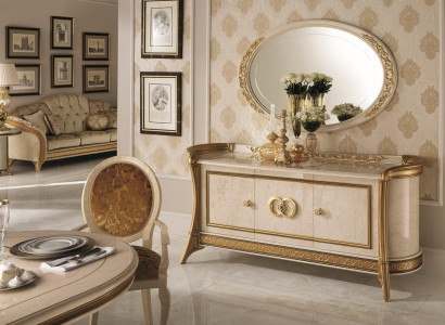 Chest of drawers wood furniture baroque with mirror luxury Italian furniture 2-piece set new