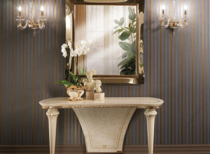 Furniture Style Baroque Console Table Mirror Wood Italian Tables Group 2-piece Set