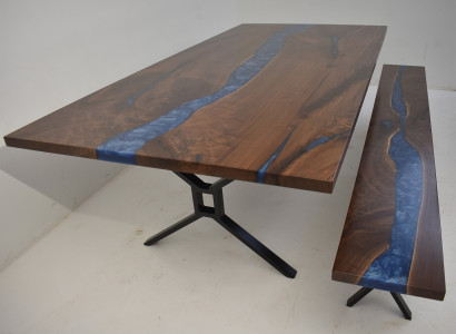 Design table, bench, dining table, kitchen table, tables, benches, solid real wood, living room