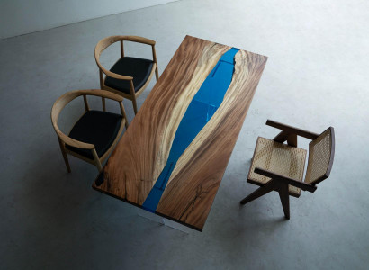 Dining Table River Table Solid Tables 185x85cm River Table Epoxy Resin Sea