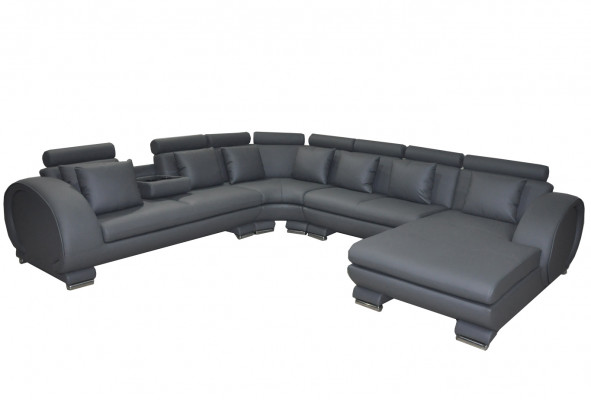 Eck Leather Sofa +USB Couch Upholstery Seat Living Landscape Design XXL U Shape Suite