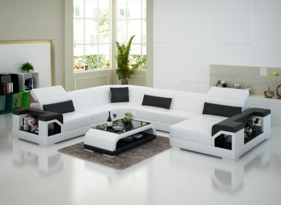 Living landscape upholstered corner sectional sofa with USB furnishing landscape leather