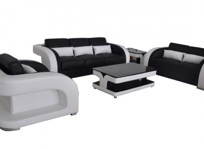 XXL Leather Living Landscape Set Design Modern Sofa Set 3+2+1 F3002C+Table