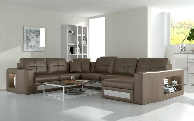 Sectional leather sofa big XXL U shape living landscape sofa couch set new H2210