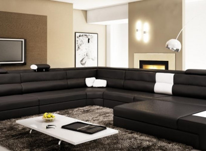 Design corner sofa upholstered couch corner seat set living room landscape leather USB+LED