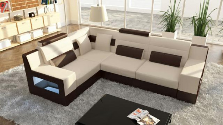 "Sofa landscape USB padded corner sectional custom-made leather sofa"