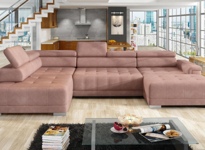 U-shaped sectional sofa, living area design, fabric sofas with bed function, sleeper couch