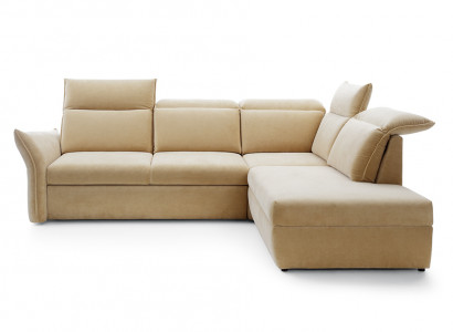 Corner sofa L-shape beige corner couch with sleeping function set living landscape