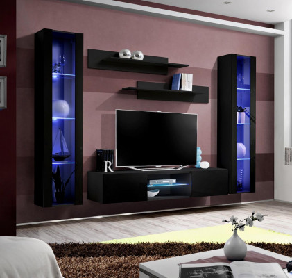 5-piece TV unit set. Black wall unit wall cabinet TV stand design new