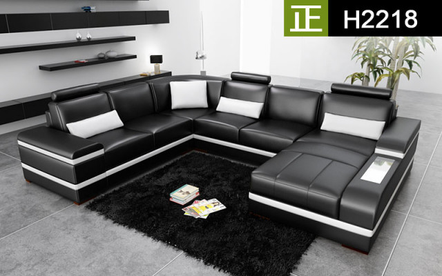 Corner sofa leather sofa with USB big XXL U shape living landscape sofa couch set LED