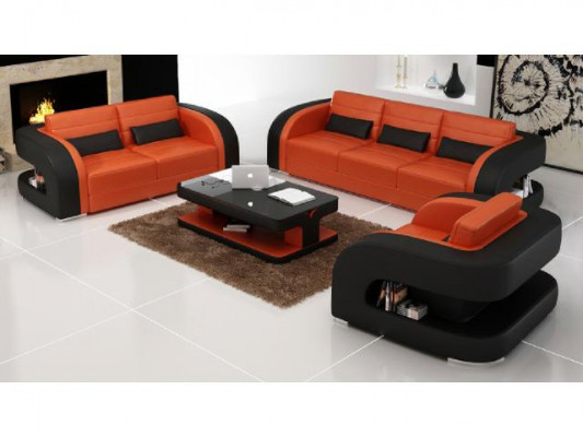 3+2+1 Sofa Set Leather Sofa Couch Sofa Designer Sofas Living Landscape Bergamo